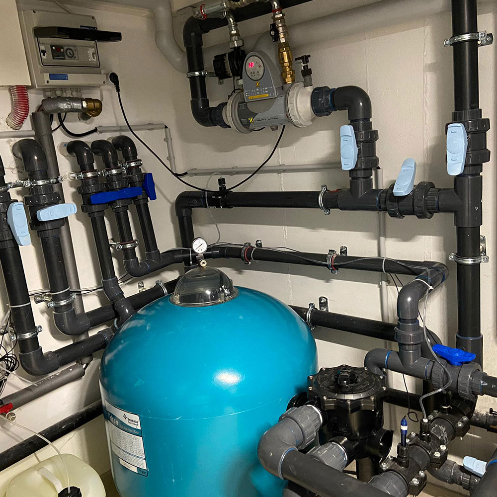 Updated pool heater and control system at a commercial facility in the region.